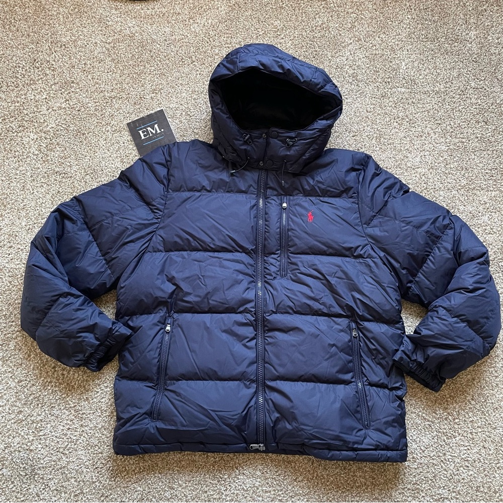 Polo Ralph Lauren Navy Down Fill Puffer Jacket Men's Size XL $348 MSRP NEW
